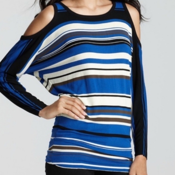 Bailey 44 Striped Cold Shoulder Top - Picture 1 of 4